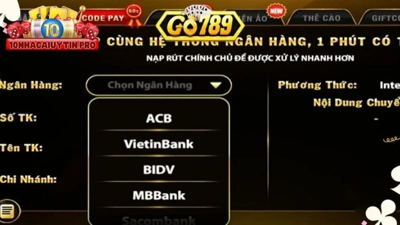 Nạp tiền go789